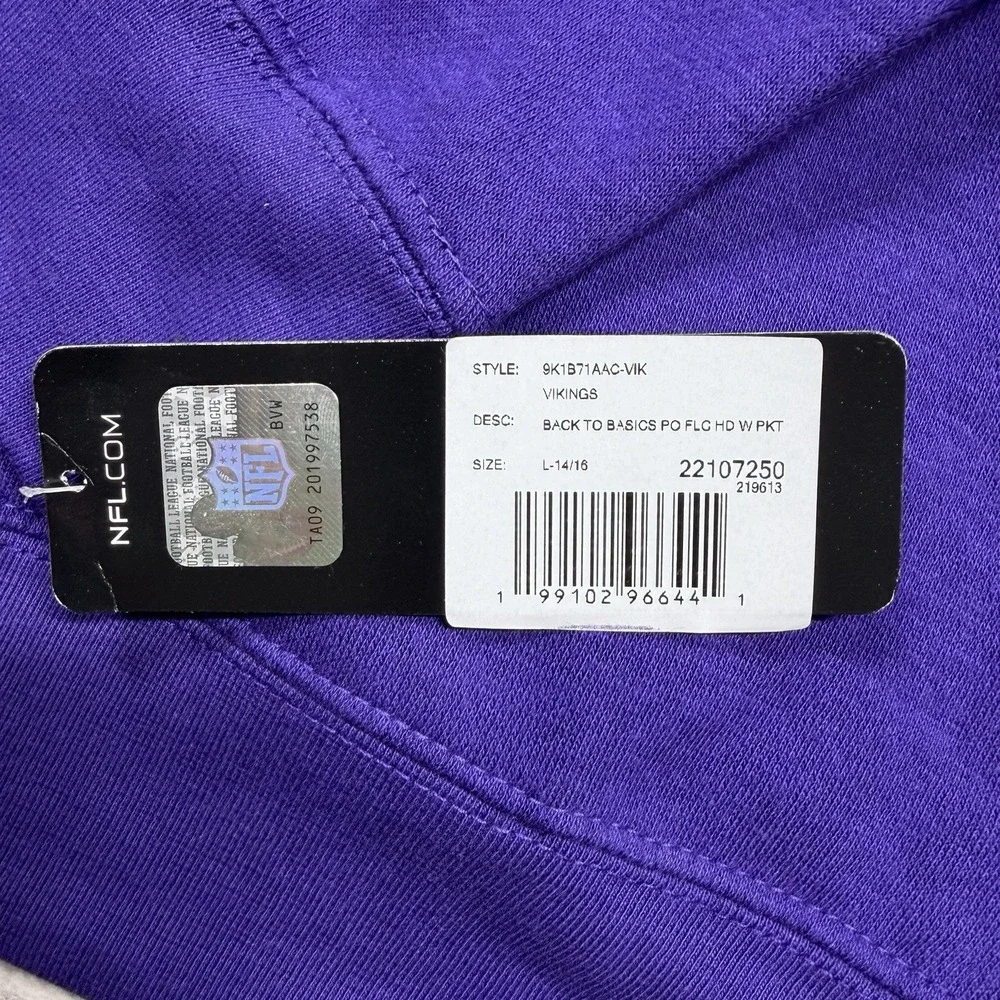 Minnesota Vikings NFL Apparel Youth Large (14/16) Back to Basics‎ Purple Hoodie